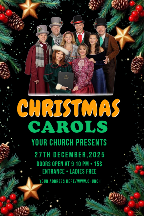 Black Maximalist Christmas Carols Poster Template | PosterMyWall