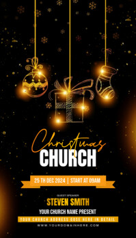 Black Maximalist Christmas Church Flyer Business Card 名片 template