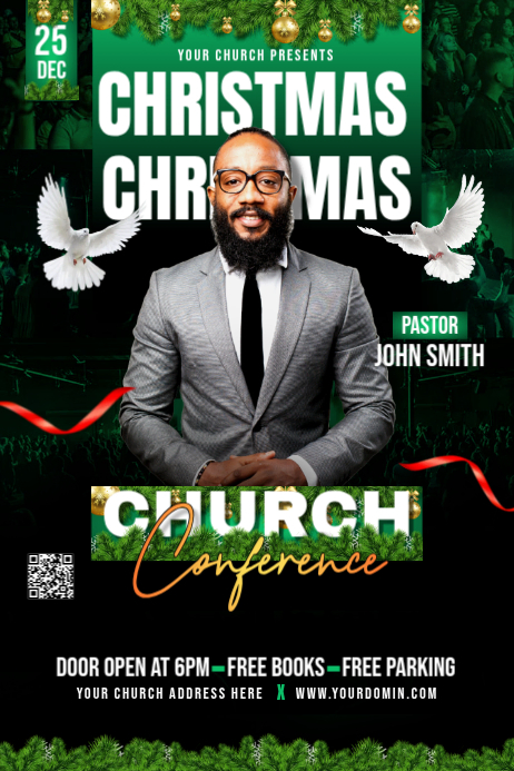 Black Maximalist Christmas Church Flyer Poster Template | PosterMyWall