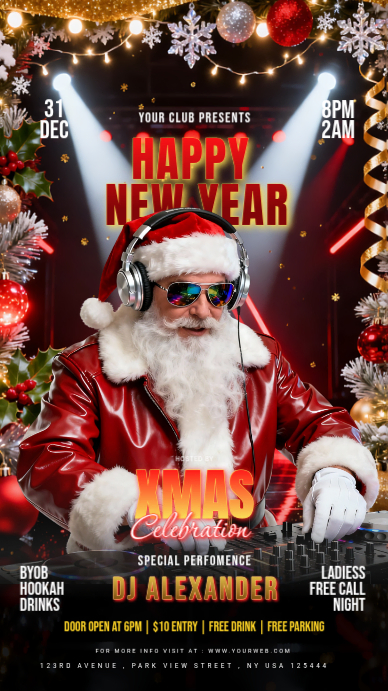 Black Maximalist Christmas Club Invitation Instagram Story Template ...