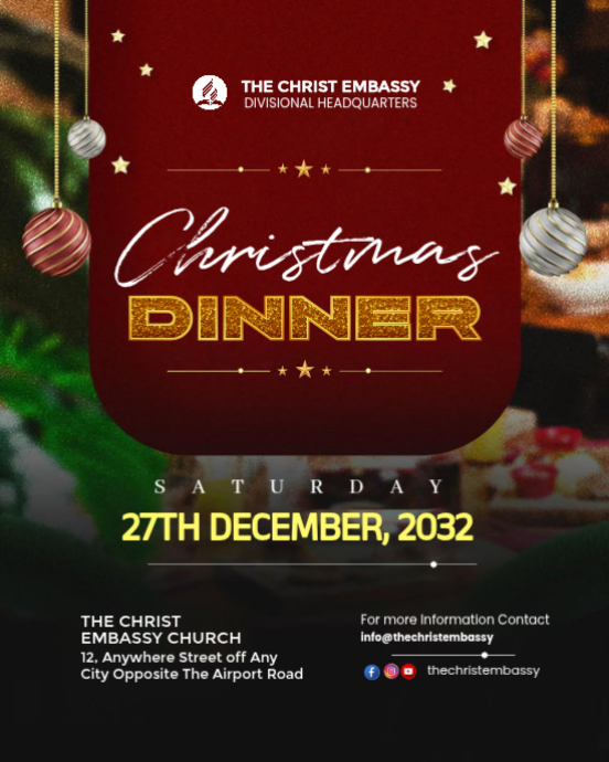 Black Maximalist Christmas Dinner Party Flyer Instagram Portrait ...