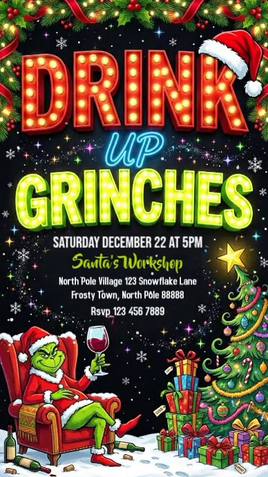 Black Maximalist Christmas Drink Instagram Story Template | PosterMyWall