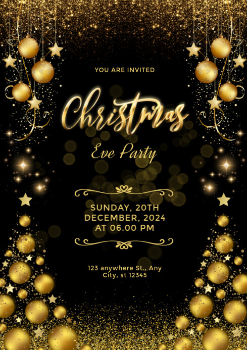 Copy of Black Maximalist Christmas Eve Party A4 | PosterMyWall