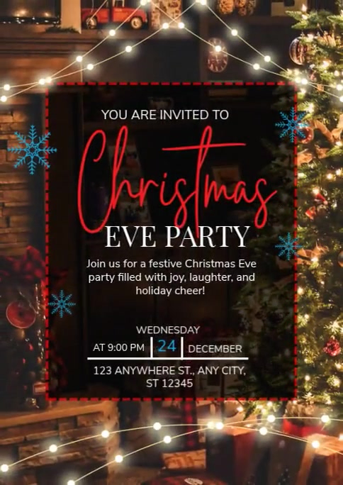 Black Maximalist Christmas Eve Party A6 Template | PosterMyWall