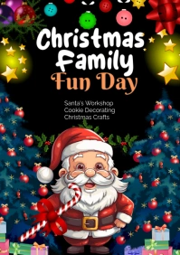 Black Maximalist Christmas Family Fun Day A1 template