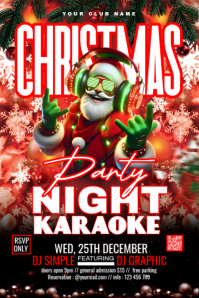Black Maximalist Christmas Karaoke Night Party Poster template