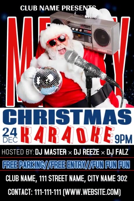Black Maximalist Christmas Karaoke Night Poster Template | PosterMyWall