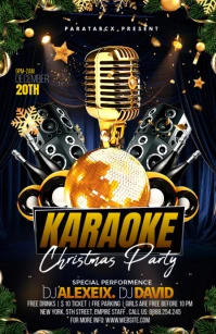 Black Maximalist Christmas Karaoke Party Tabloid template