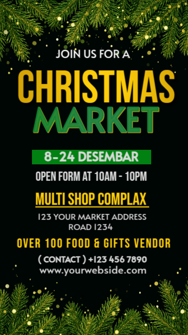Black Maximalist Christmas Market Tamplat Instagram Story Template ...
