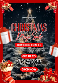 สีดำ Christmas Sale A4 Template