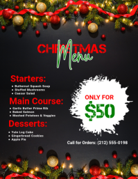 Black Maximalist Christmas Menu Flyer Flyer (us Letter) template
