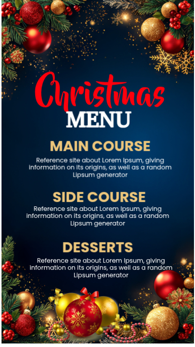 Black Maximalist Christmas Menu Template Instagram Story | PosterMyWall