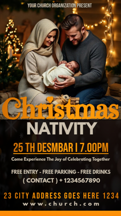 Black Maximalist Christmas Nativity Scene Instagram Story Template ...