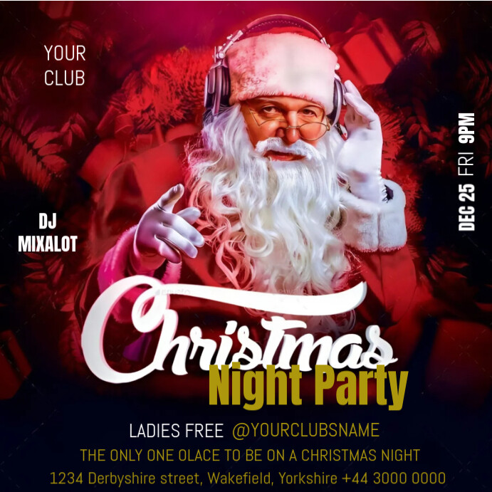 Black Maximalist Christmas Night Club Party Instagram Post Template black-maximalist-christmas-night-club-party-instagram-post-template