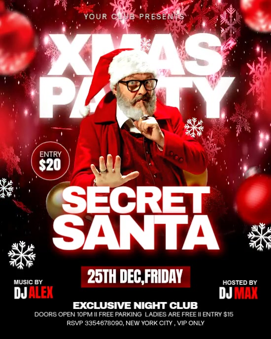 Black Maximalist Christmas Night Club Party Flyer Instagram Portrait ...