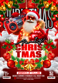 Black Maximalist Christmas Party A4 template