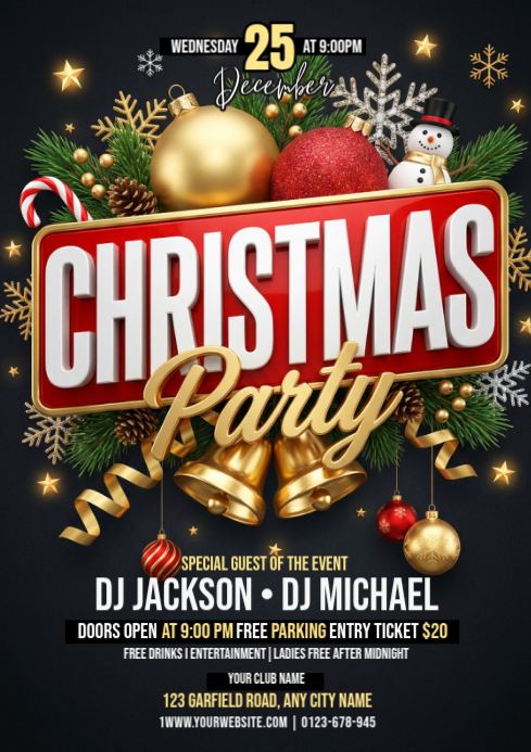 Black Maximalist Christmas Party A4 Template | PosterMyWall