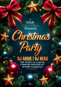 Black Maximalist Christmas Party A4 template