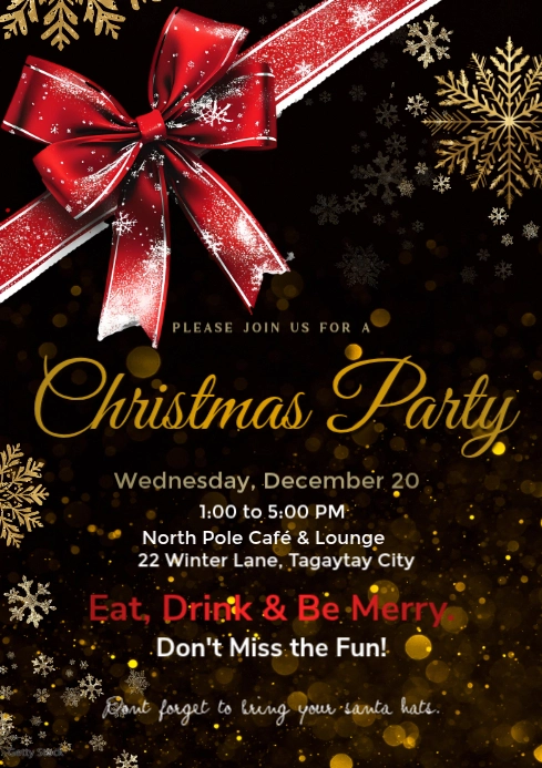 Black Maximalist Christmas Party A4 Template | PosterMyWall