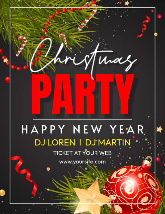 Black Maximalist Christmas Party Flyer (us Letter) Template | PosterMyWall