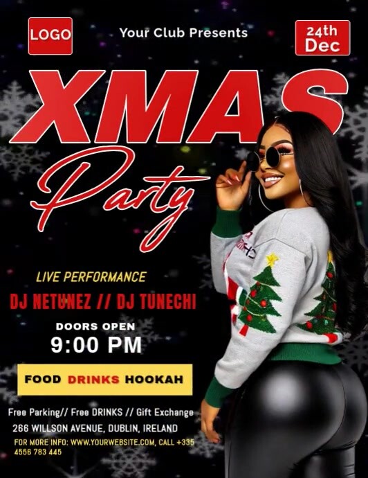 Black Maximalist Christmas Party Flyer (us Letter) Template | PosterMyWall