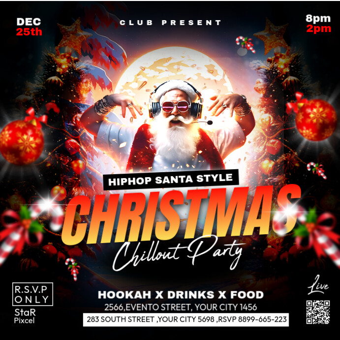 Black Maximalist Christmas Party Flyer Instagram Post Template ...