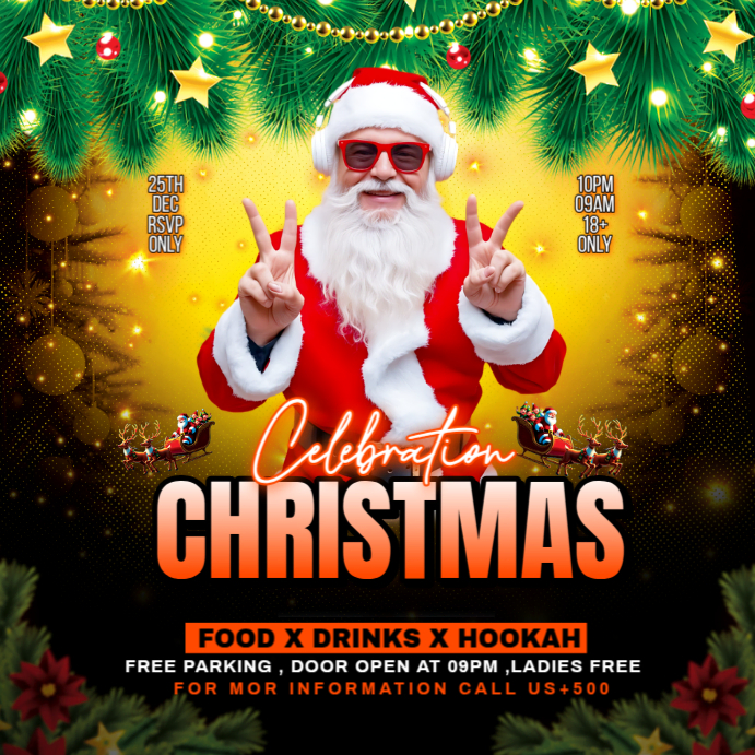 Black Maximalist Christmas Party Flyer Instagram Post Template ...