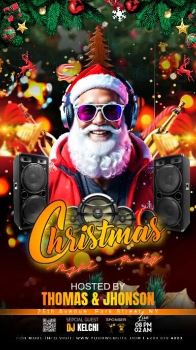 Black Maximalist Christmas Party Flyer Instagram Story Template ...