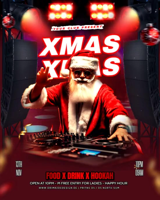 Plantilla de Black Maximalist Christmas Party Flyer Instagram Portrait ...
