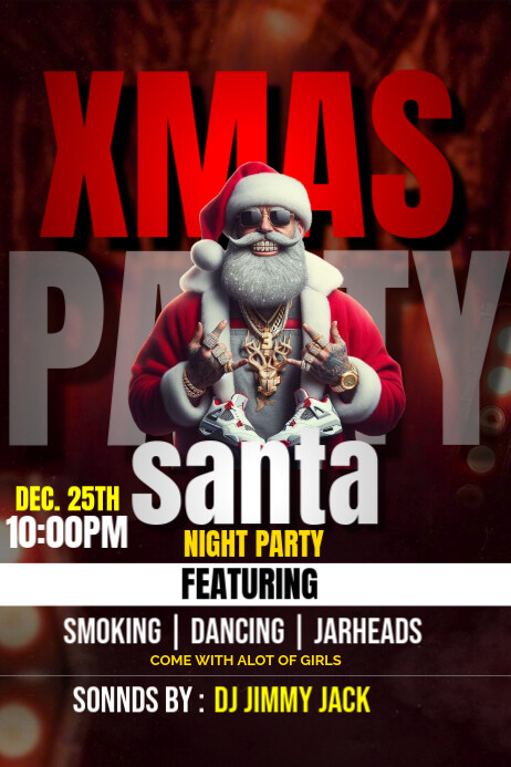Black Maximalist Christmas Party Flyer Poster Template | PosterMyWall