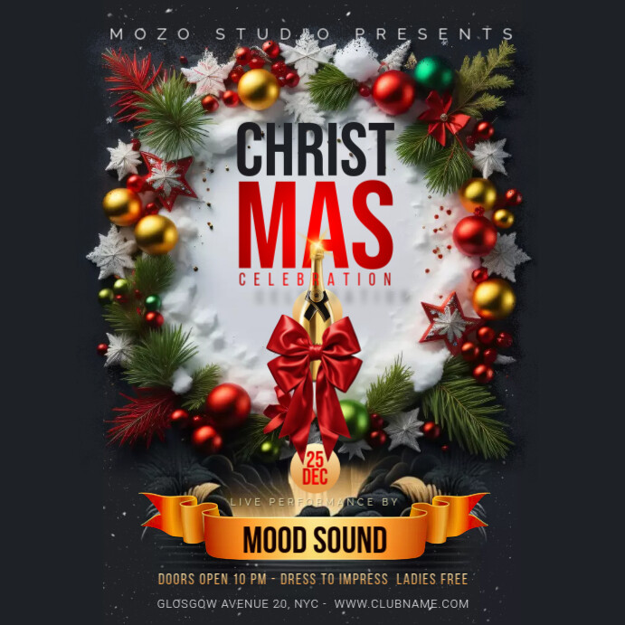 Copy of Black Maximalist Christmas Party Instagram Post | PosterMyWall