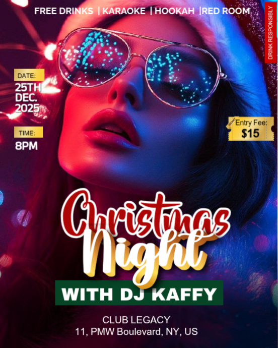 Black Maximalist Christmas Party Instagram Portrait Template | PosterMyWall