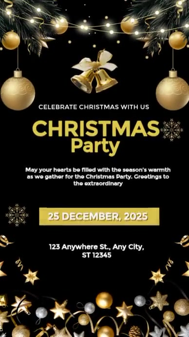 Black Maximalist Christmas Party Instagram Story Template | PosterMyWall