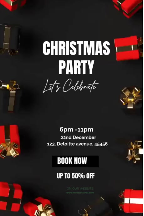 Black Maximalist Christmas Party Invitation Video Poster Template ...