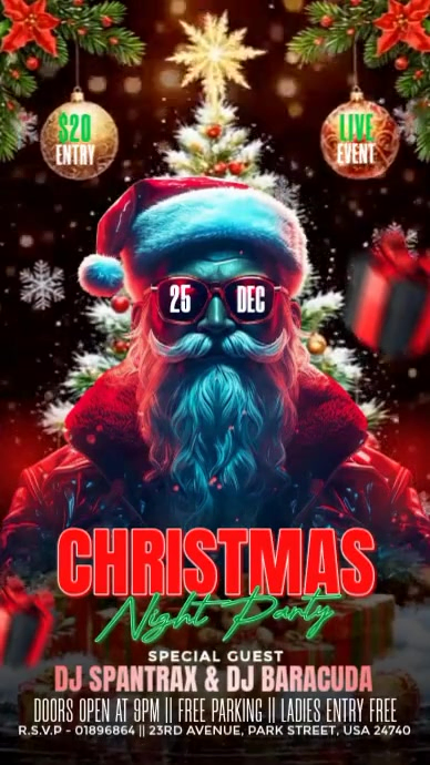 Black Maximalist Christmas Party Night Instagram Story Template ...