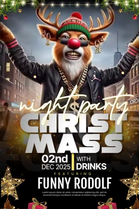 Black Maximalist Christmas Party Poster Template | PosterMyWall