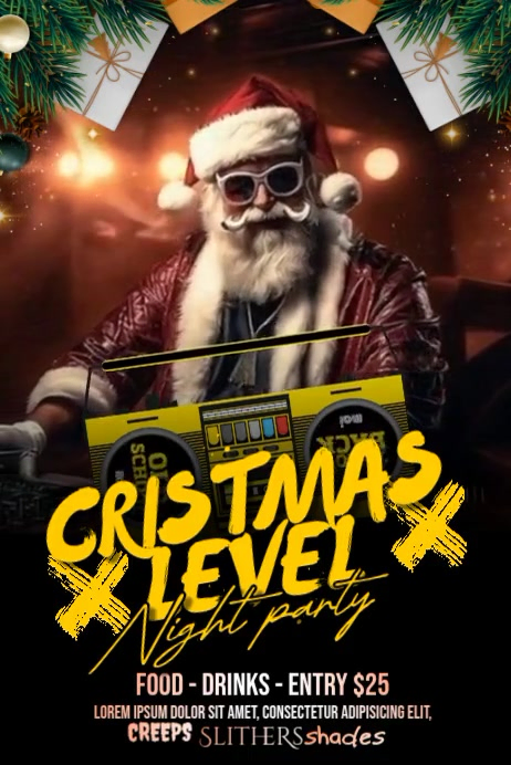 Plantilla de Black Maximalist Christmas Party Video Poster | PosterMyWall