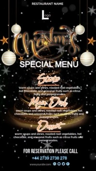 Black Maximalist Christmas Restaurant Menu Video Card Instagram Story Instagram-verhaal template