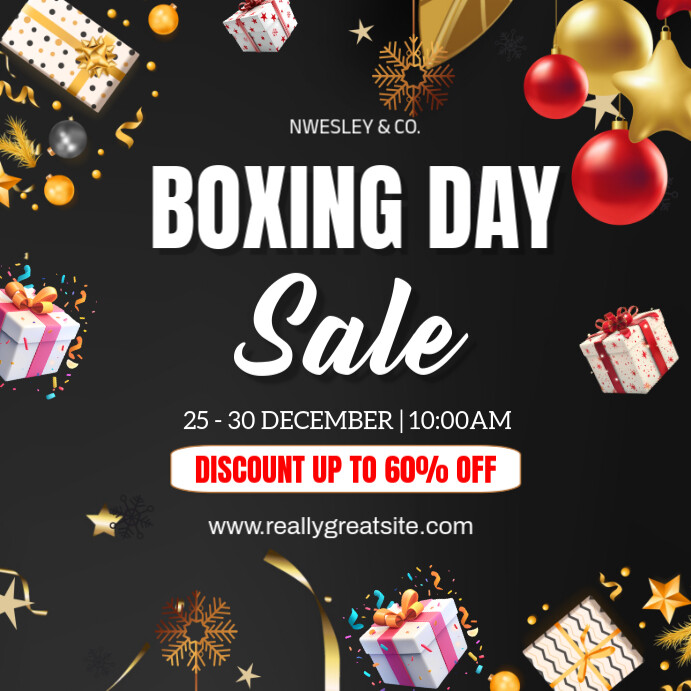 Black Maximalist Christmas Sale Instagram Post Template | PosterMyWall