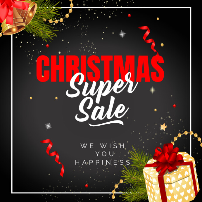 Black Maximalist Christmas Super Sale Lettering Instagram Post Template ...