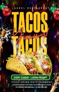 Black Maximalist Christmas Taco Sale Template Design Tabloid Tabloide