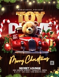 Black Maximalist Christmas Toy Drive Flyer (us Letter) template
