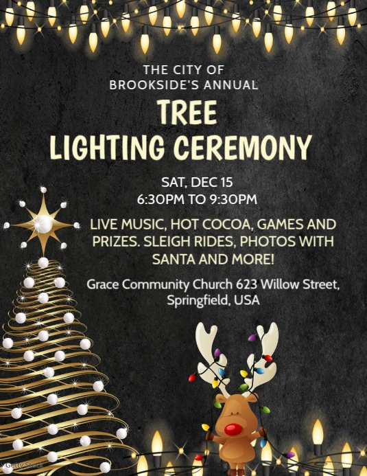 Black Maximalist Christmas Tree Lighting Flyer Flyer (us Letter ...