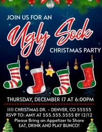 Black Maximalist Christmas Ugly Socks Flyer (us Letter) template