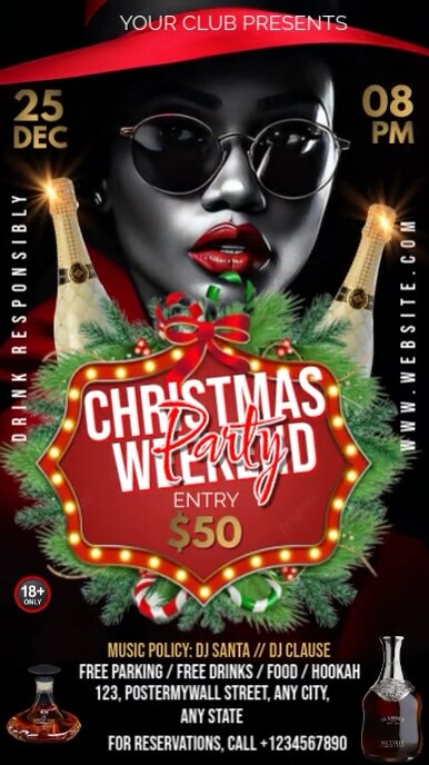 Black Maximalist Christmas Weekend Party Instagram Story Template ...