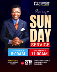黑色 Sunday Church Service Poster/Wallboard Template