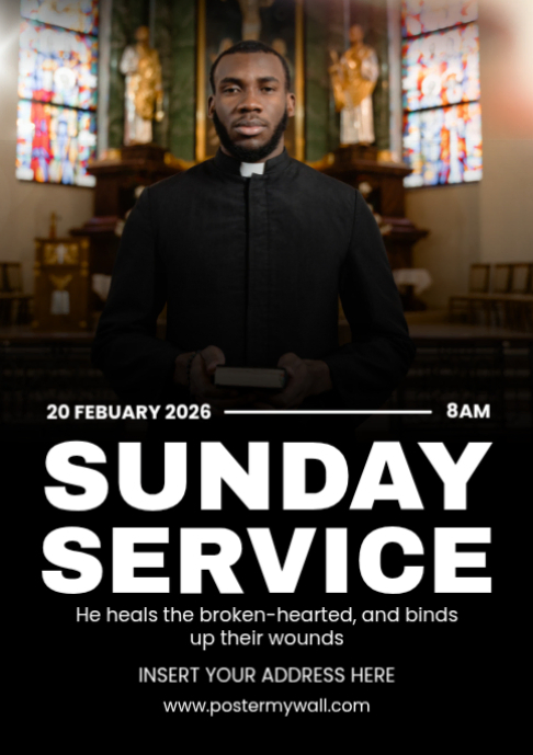 Black Maximalist Church Sunday Worship Service A2 Template | PosterMyWall
