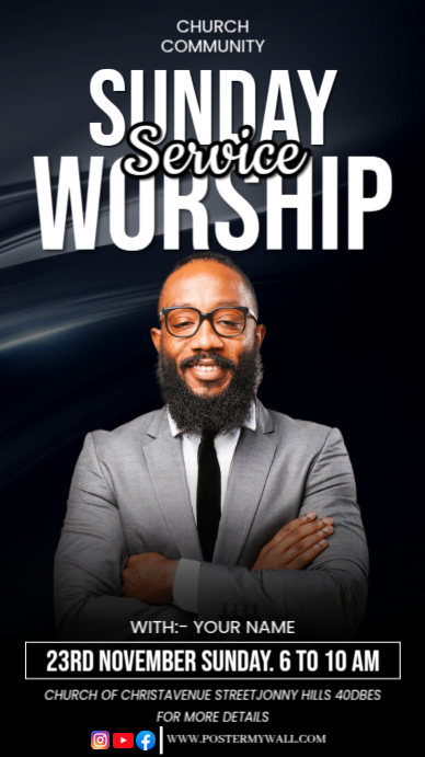 Plantilla de Black Maximalist Church Sunday Worship Service Instagram ...