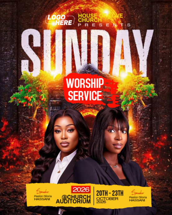 Black Maximalist Church Worship Service Instagram Portrait Template ...