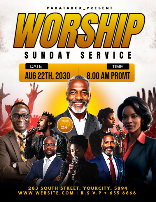 Copy of Black Maximalist Church Worship Sunday Service Editable Poster ...